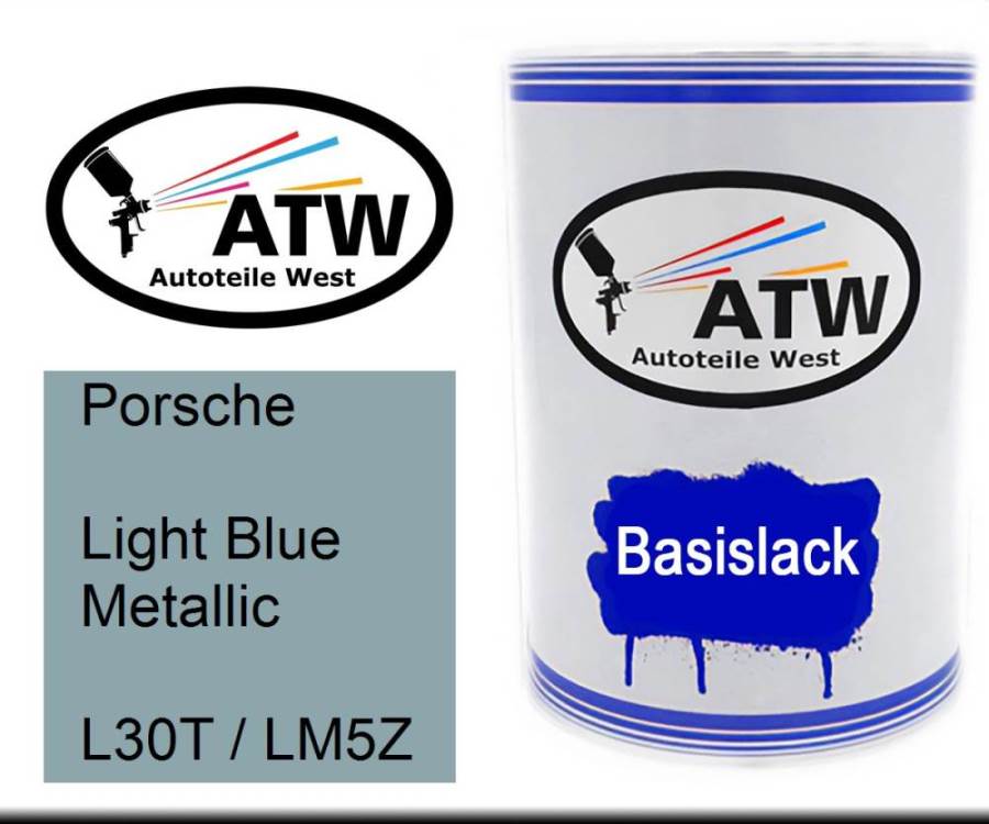 Porsche, Light Blue Metallic, L30T / LM5Z: 500ml Lackdose, von ATW Autoteile West.